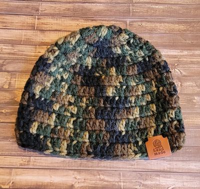 Crochet Beanie Hat: 6-9 Months: Camouflage