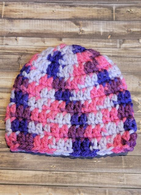 Crochet Beanie Hat: Preemie: Multi Pinks