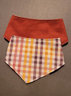 Reversible Animal Bandana: Light Fall Gingham w/Rustic Orange