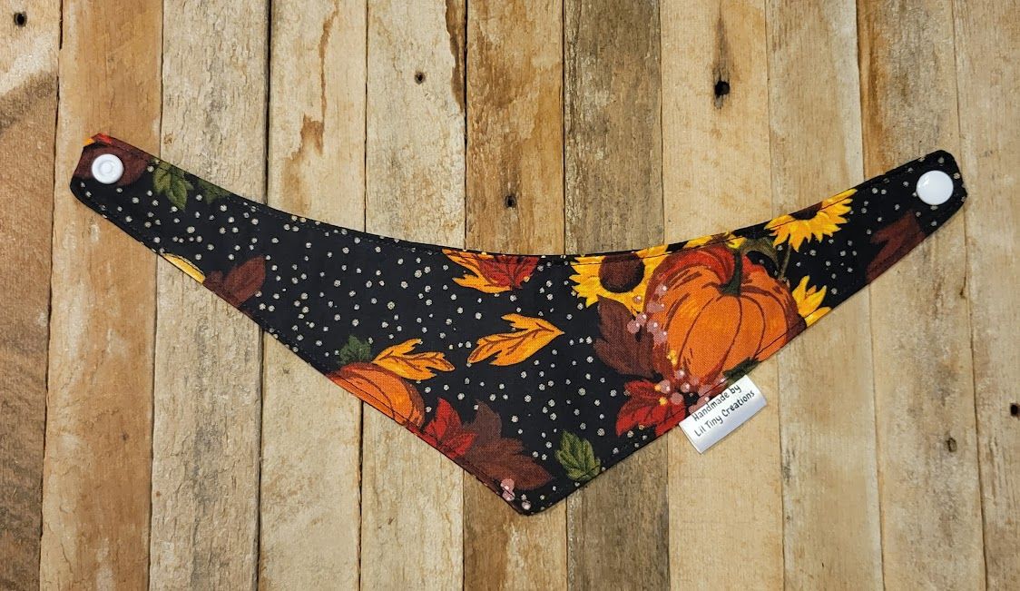 Reversible Animal Bandana: Pumpkins &amp; Sunflowers