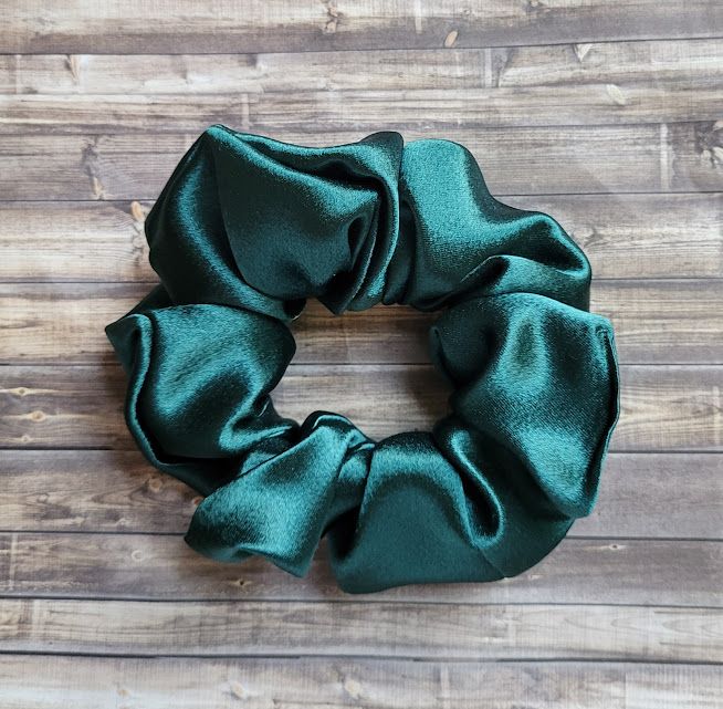 Hair Scrunchie: Emerald Green Satin