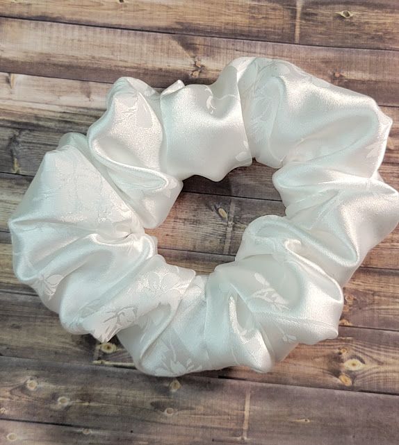 Hair Scrunchie: White Elegant in Satin