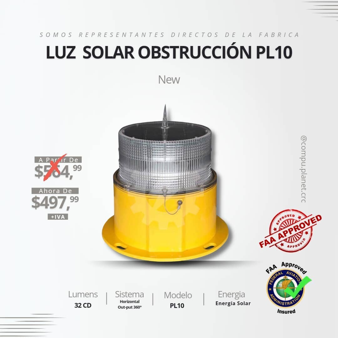 Luz SolarPL10 Red Dot muy robusta para torres de comunicación