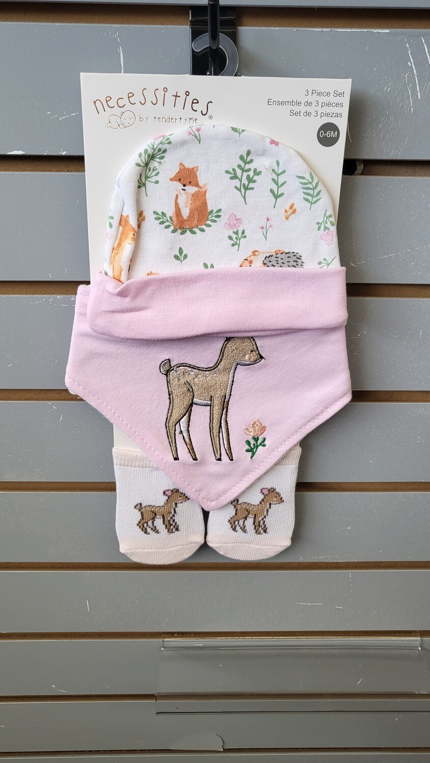 Baby Girl - Hat, Bib, Sock-3 pc set