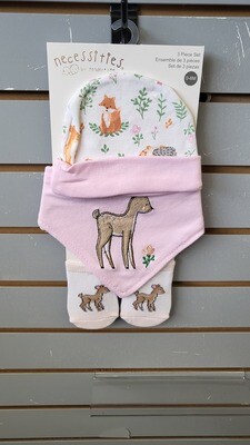 Baby Girl - Hat, Bib, Sock-3 pc set