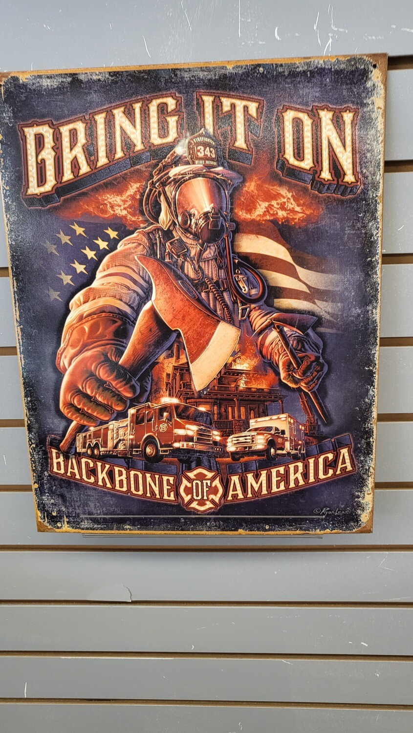 Tin Sign - Firefighters - Bring It On