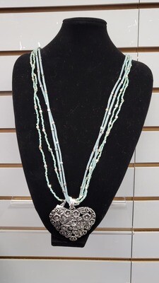 Necklace-Turquoise w/Silver Heart