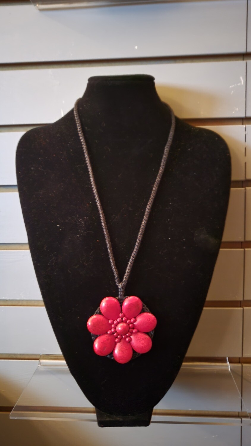 Necklace-Red Stone Flower