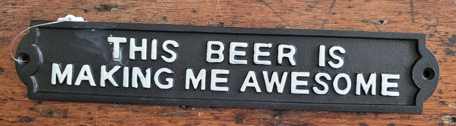 Cast Iron - &quot;Beer Awesome&quot; Sign
