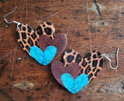 Earrings - Leopard  Heart