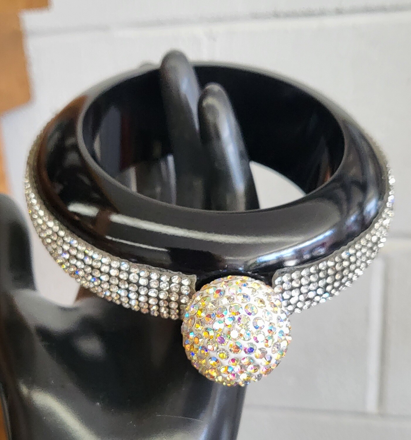 Flask Bracelet - Blk/Rhinestones
