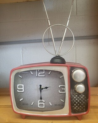 Red TV Table Clock