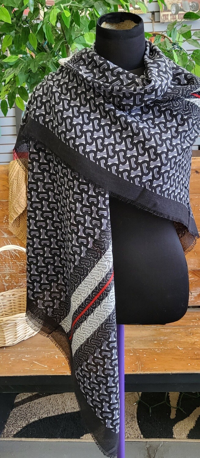 Scarf - Patterned - Black