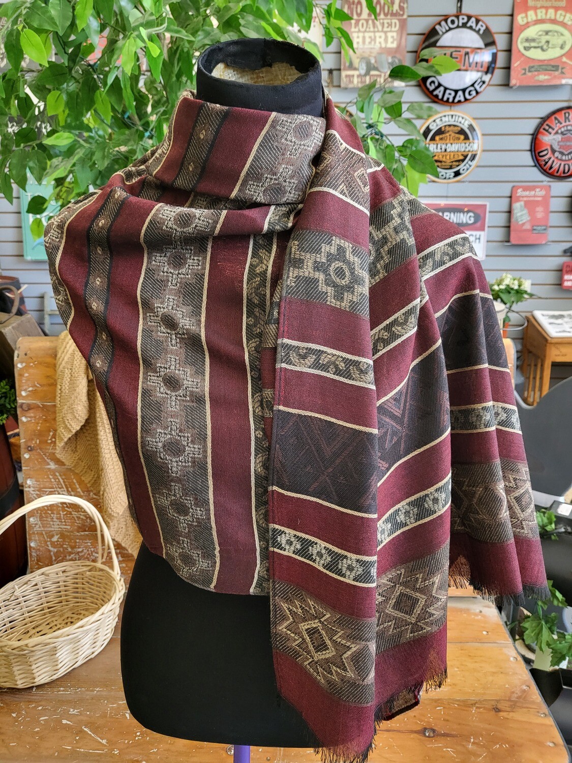 Scarf - Abstract Burgundy Print