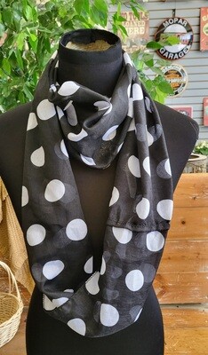 Scarf- Infinity -Black/White Polka Dot
