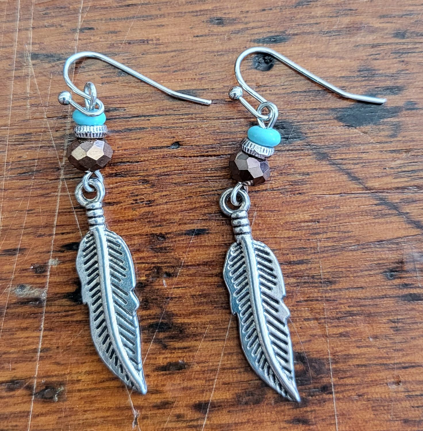 Earrings - Silver Feather