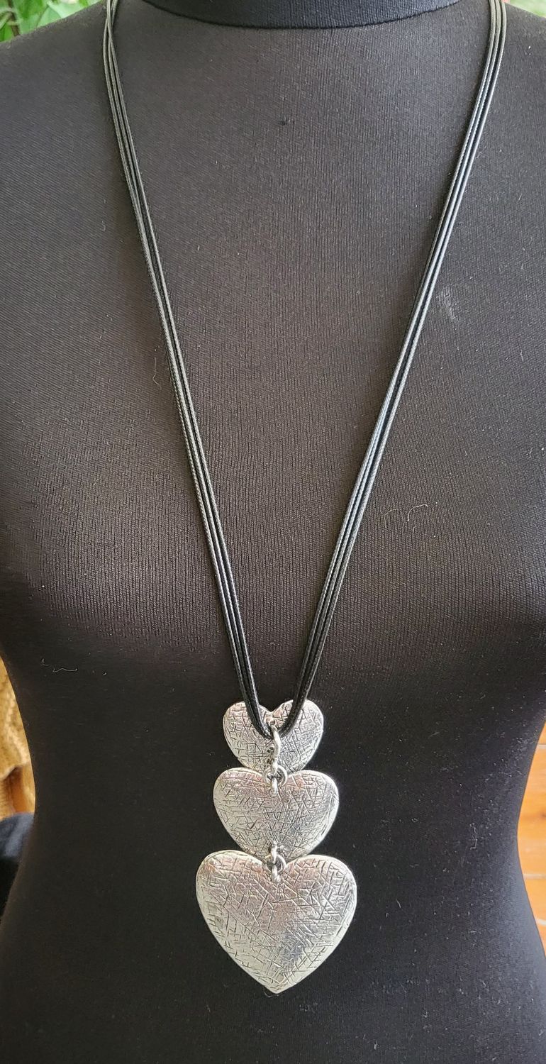 Necklace-3 Heart Pendant-silver
