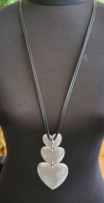 Necklace-3 Heart Pendant-silver