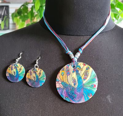 Necklace &amp; Earring Set - Peacock Design