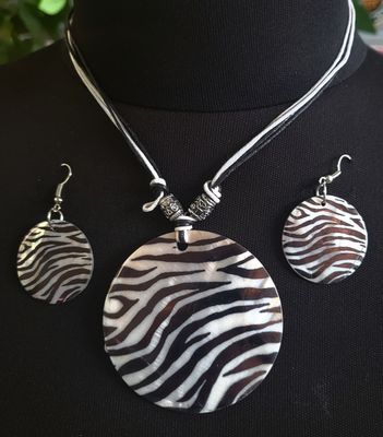 Necklace & Earrings-Zebra