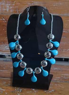 Necklace & Earring Set-Blue