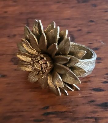 Ring - Leather Flower-Bronze