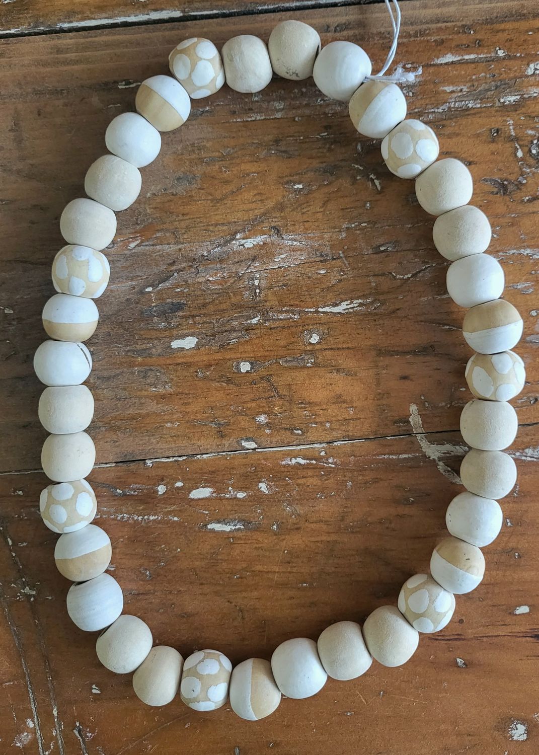 Necklace-Polka Dot Wood Ball