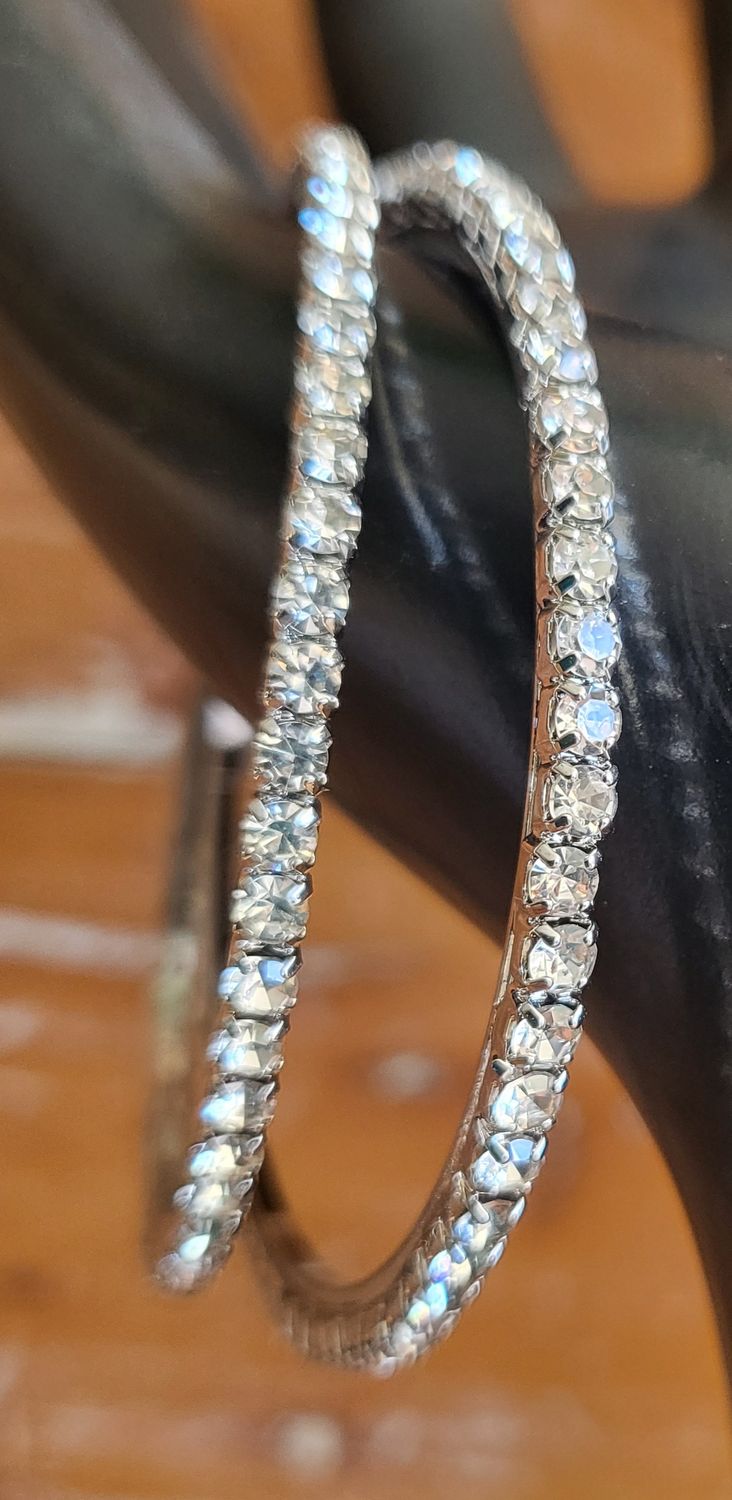 Earrings - Silver Rhinestone  Hoops