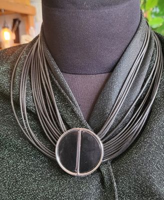Necklace-Multi Rope Circle Pendant