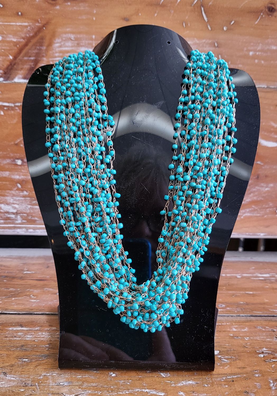 Necklace-Beaded Crochet Turquoise
