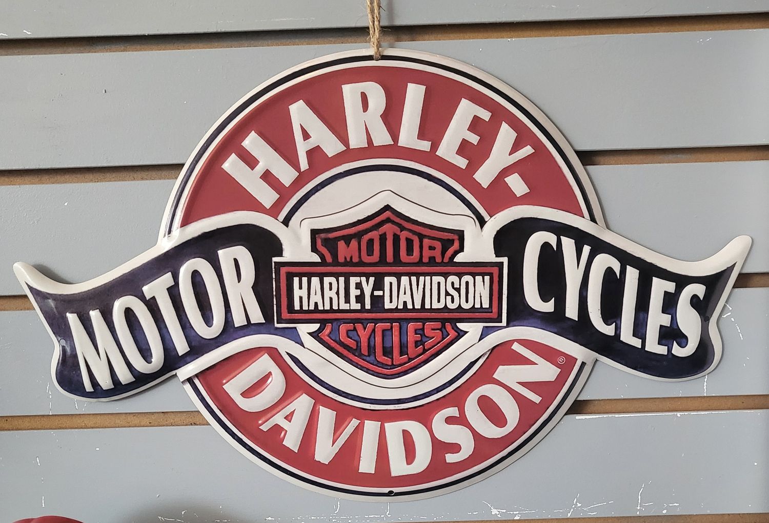 Tin Sign - Harley Davidson - Round w/wings