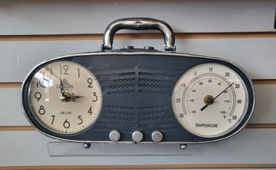 Clock &amp; Thermometer - Vintage Radio