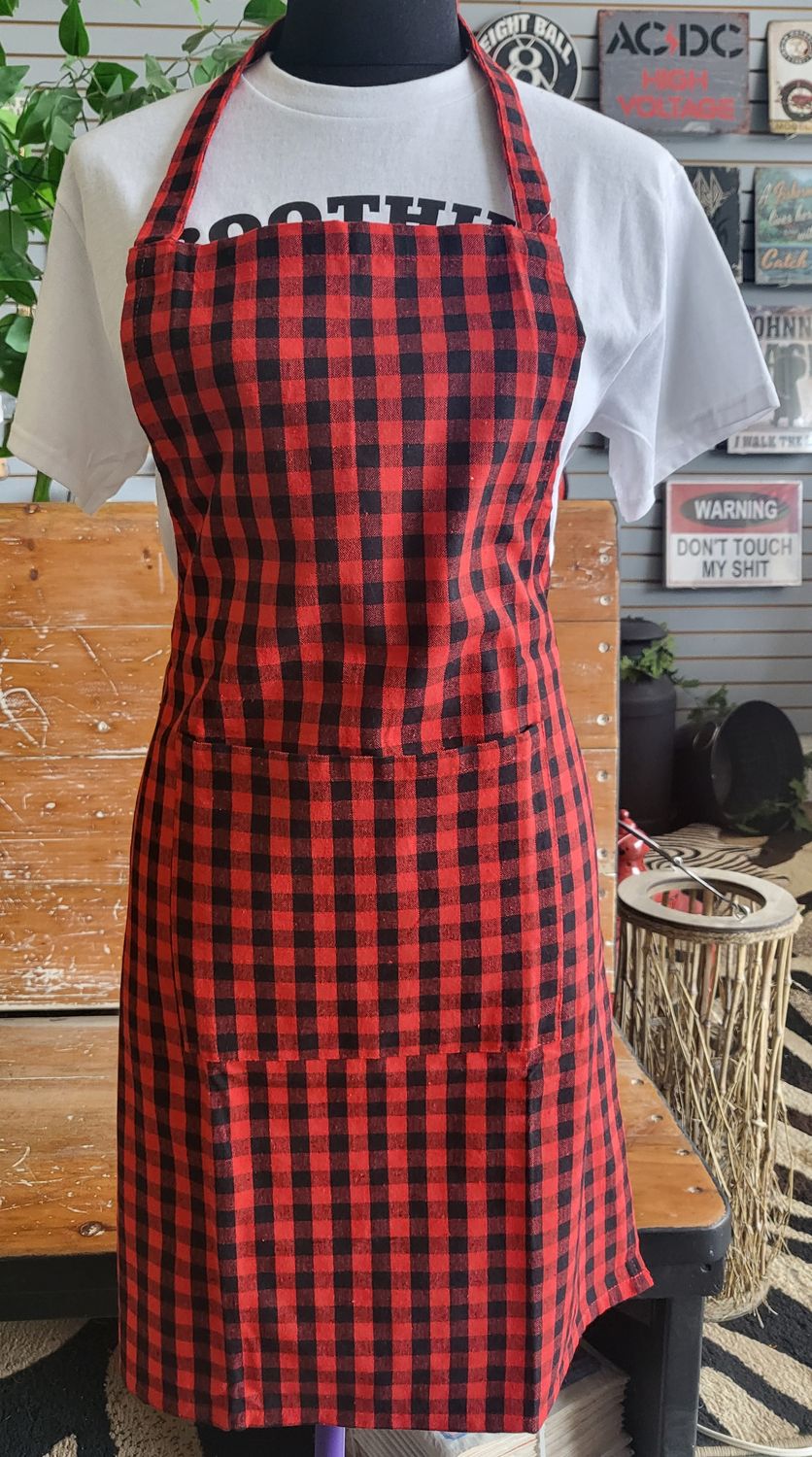 Apron -  Gingham - Red/Black