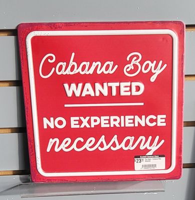 Tin Sign - Cabana Boy Wanted