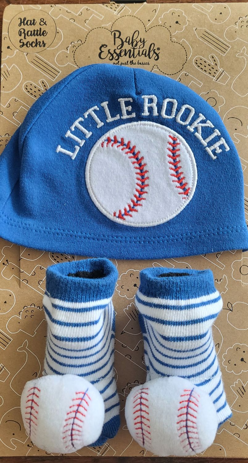 Little Rookie - Baby Hat &amp; Rattle Socks