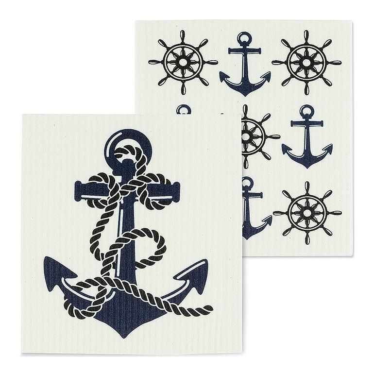 Swedish Dishcloth - Anchor, 2 pk