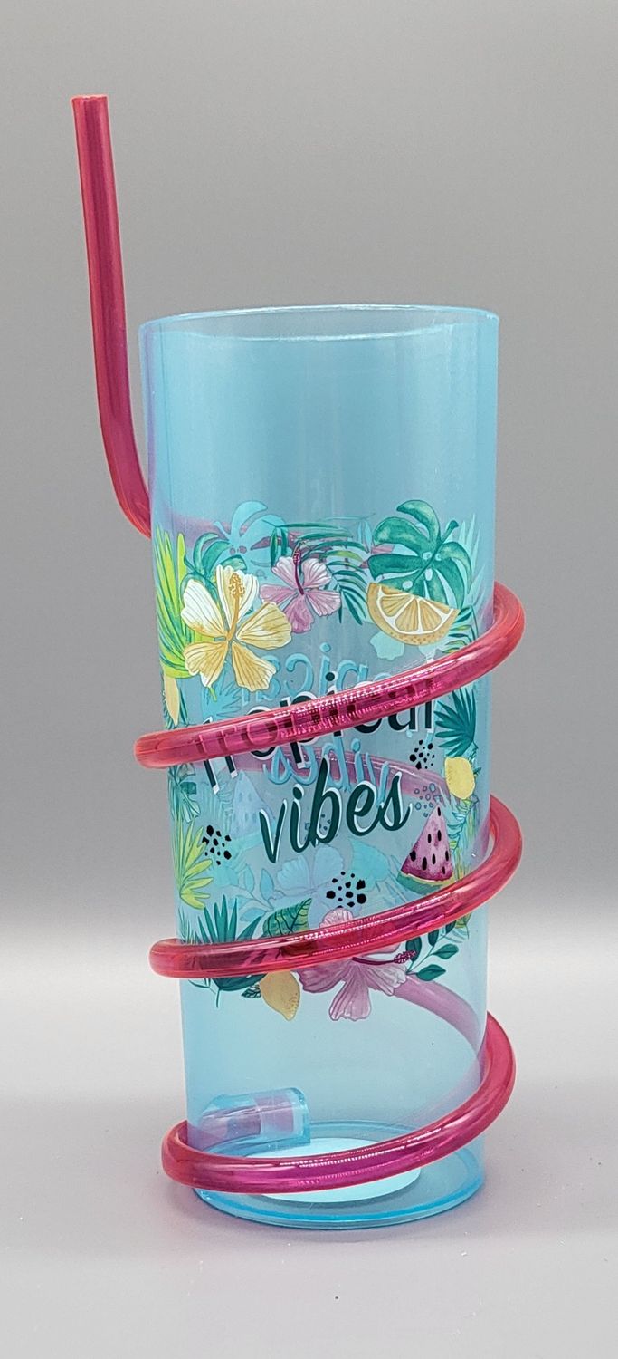Tumbler w/ Straw - Tropical Vibes