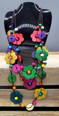 Necklace - Wooden Flowers