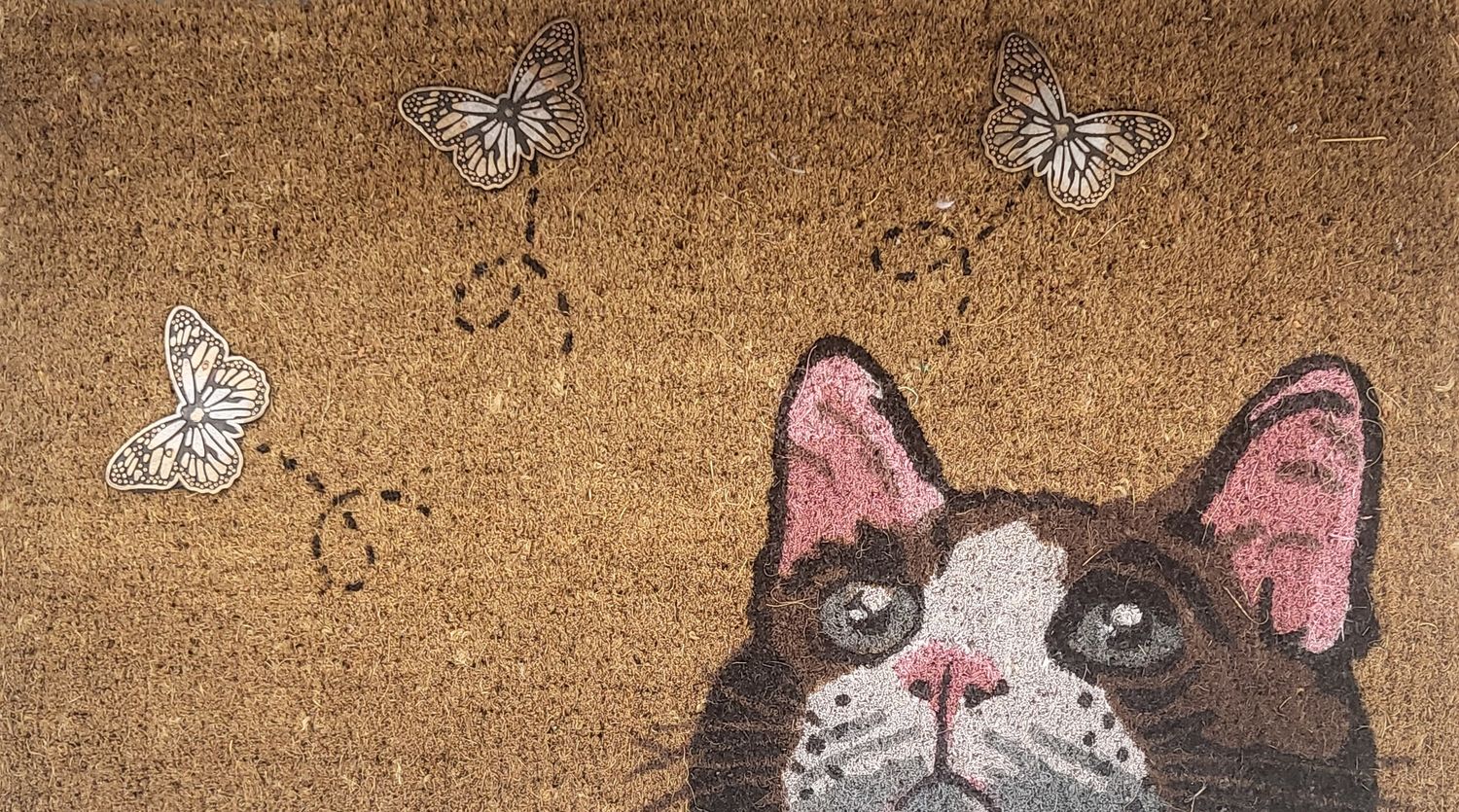Doormat - Cat with Butterflies
