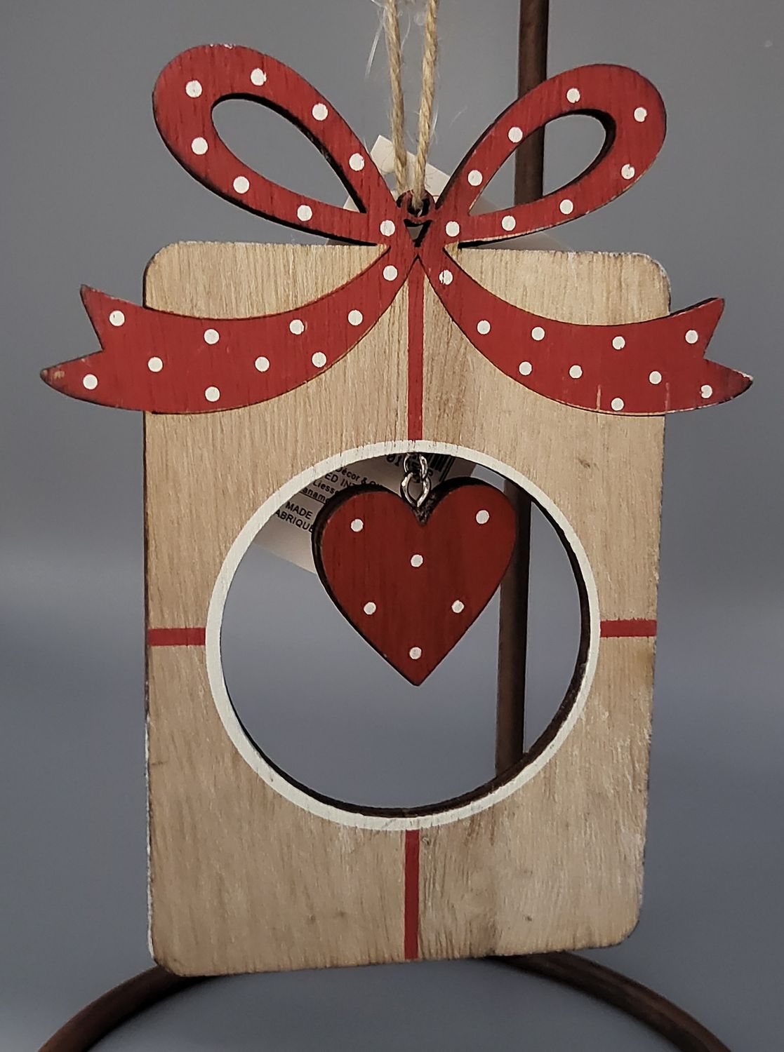 Ornament  - Heart/Present - Wood