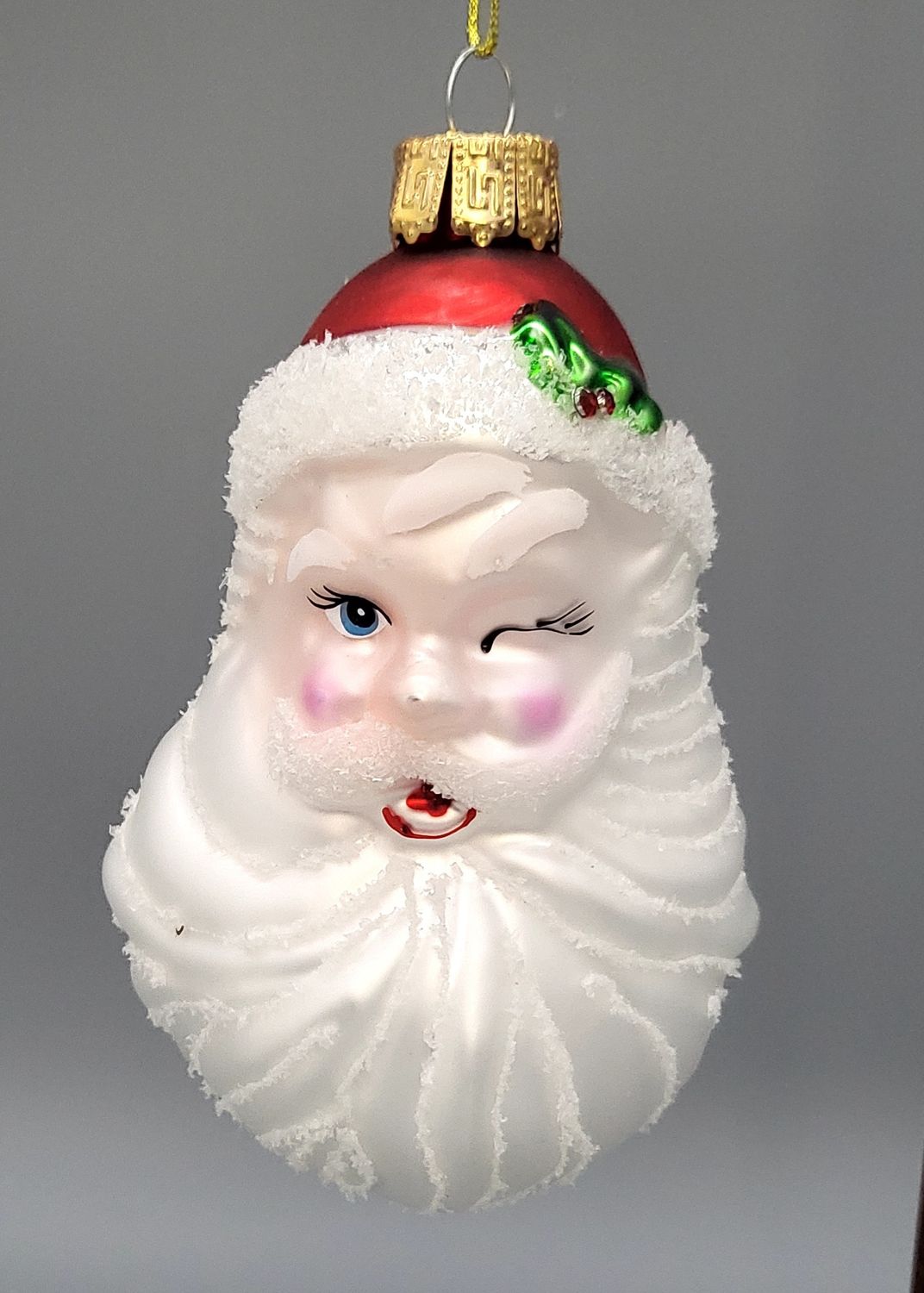 Ornament - Glass - Winking Santa