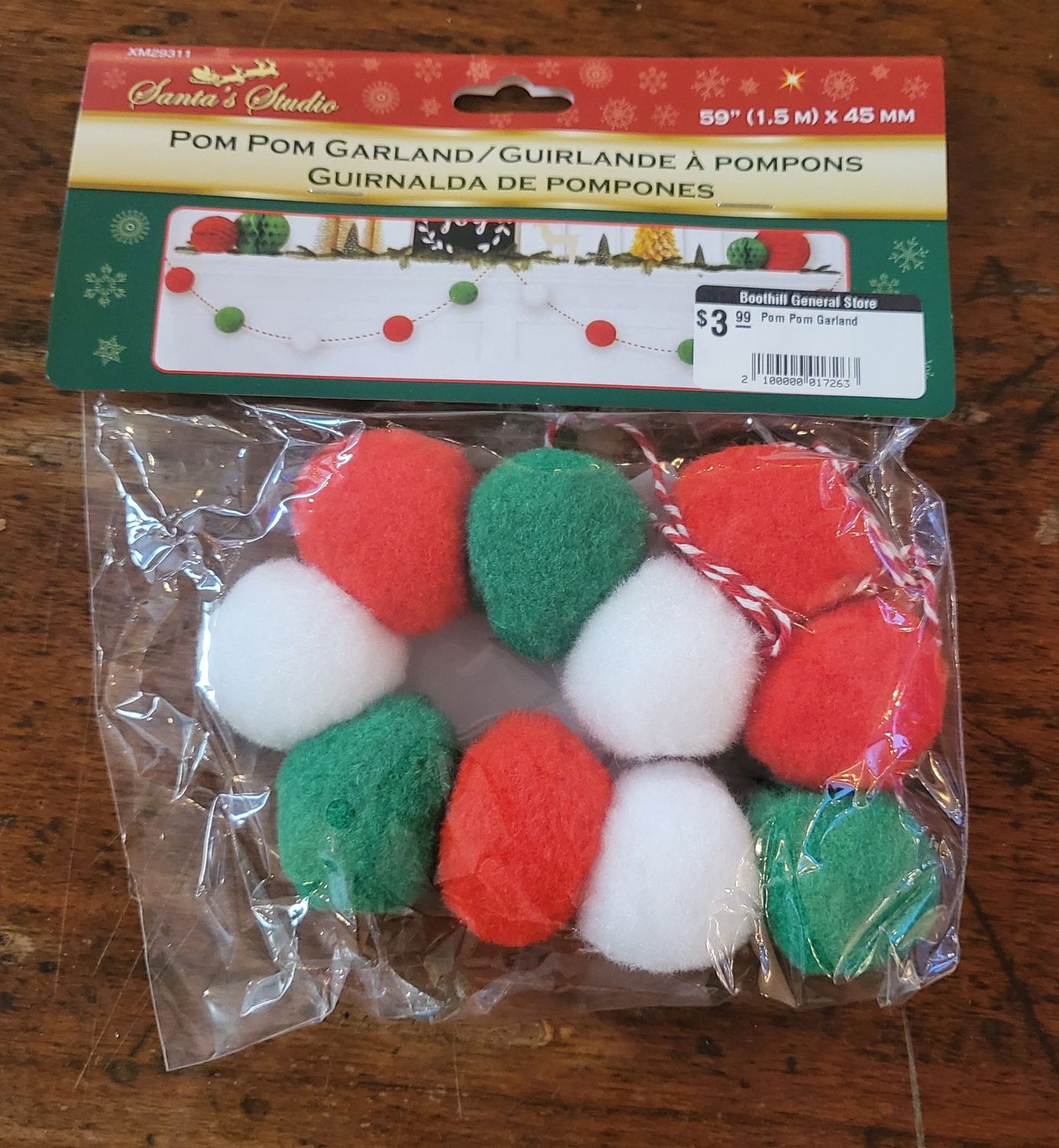 Garland - Red &amp; Green Pom Pom