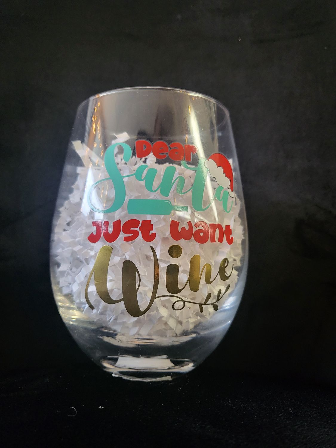 Stemless Wine Glass - Dear Santa