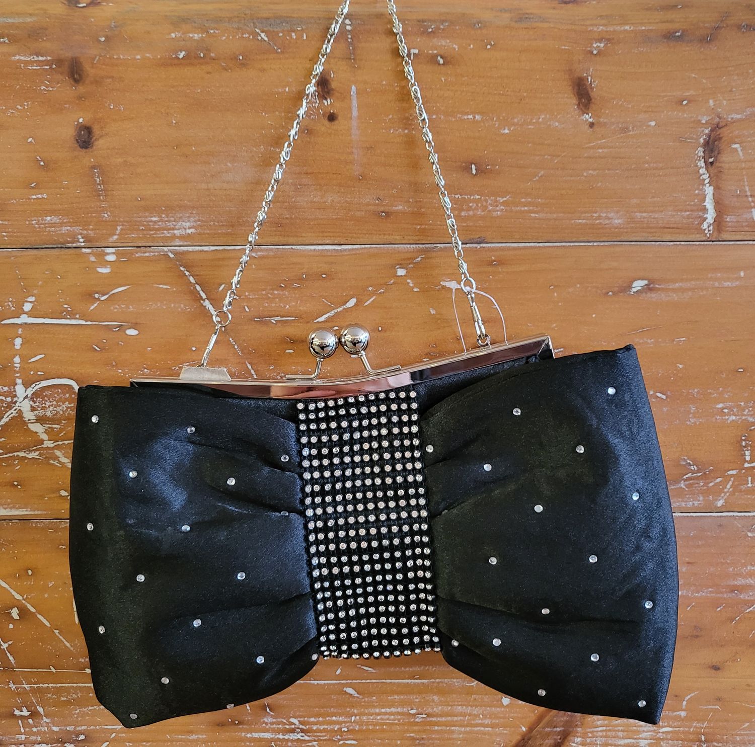 Purse - Evening Clutch - Blk Bow