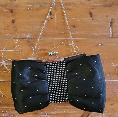 Purse - Evening Clutch - Blk Bow