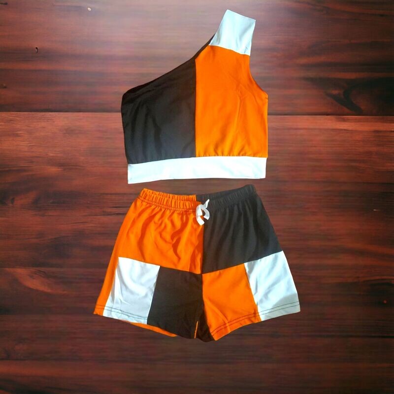 Girls 2PC Set- One Shoulder Crop Top and Shorts Girls 2PC Set- One Shoulder Crop Top and Shorts