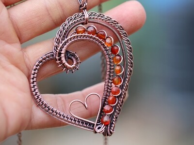 Cranelian Copper Heart Pendant