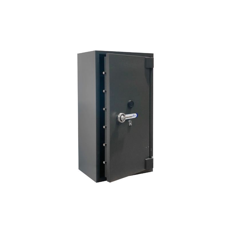 FERRIMAX Serie 800 Europa Homologada UNE EN 1143-1 Grado IV JOYERIAS Y LOTERIAS Cerradura de llave doble pala Homologada  Combinación electrónica función retardo y bloqueo