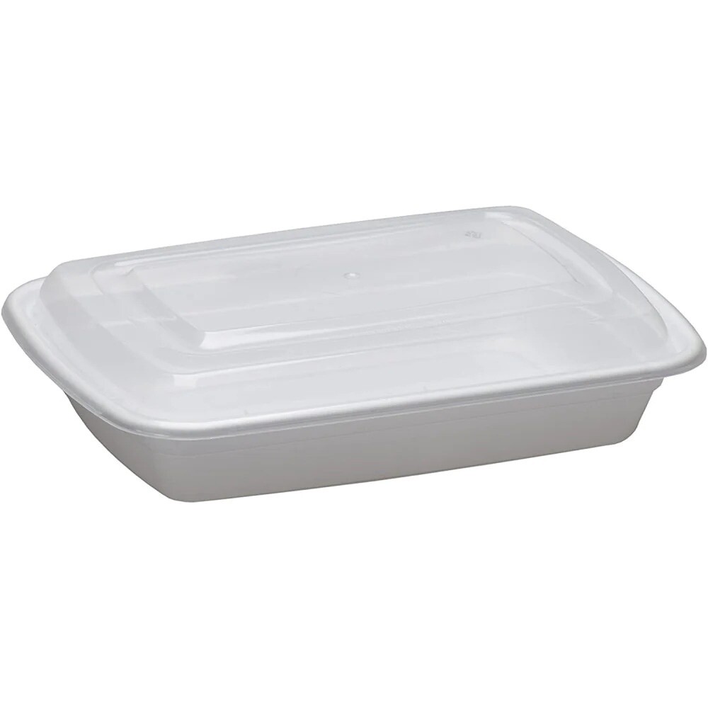 24oz Rectangular Take-Out Microwavable Combo Container White  (150pcs)