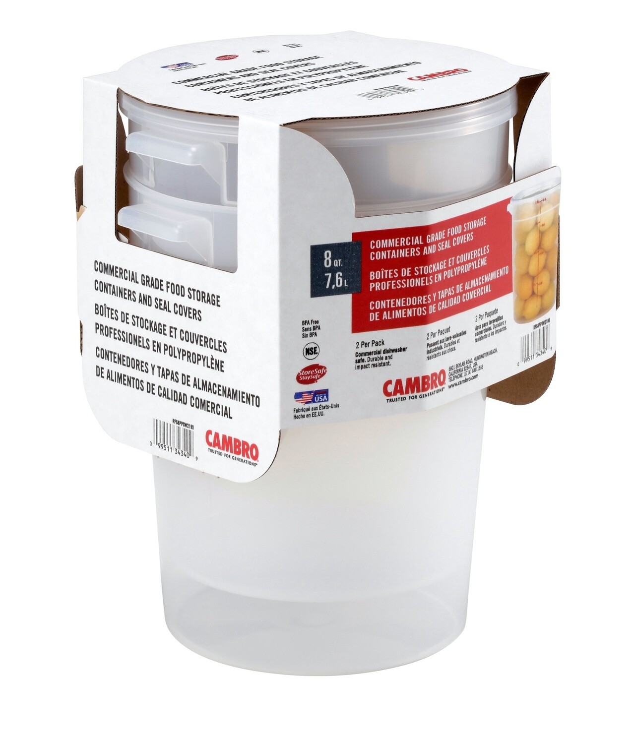 Cambro 8QT (7.6L) Round Containers 2pcs/pack